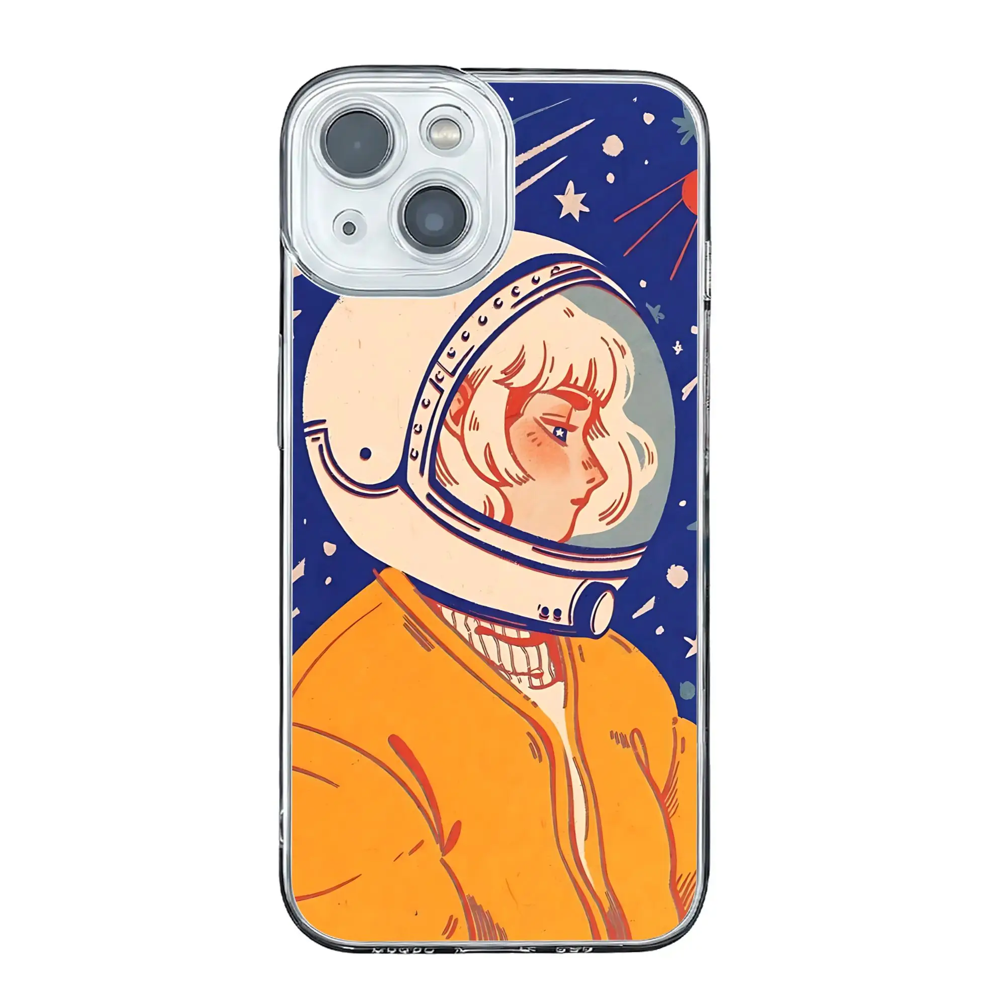 Funda para Teléfono con Diseño de Astronauta en Traje Espacial con Casco Anticolisión para iPhone 17 16 15 14 13 12 11 Pro Max