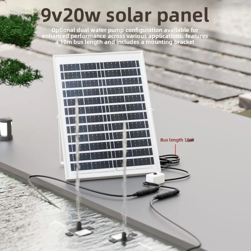 20W Solar Water Fountain Outdoor Fish Tank Circulating Solar Water Pump Pond Rockery Garden Water Fountain 12V Submersible Pump