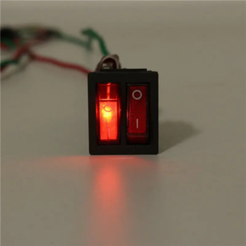 10pcs 6 Pins Rocker Switch On/off Double Red Light Lamp Toggle Double Spst Button Switches Two Way 15A 250V