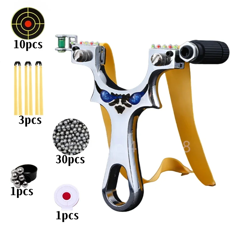 Powerful Alloy Steel Slingsshot Laser Aiming Catapult With rubber bands Outdoor Shooting Hunting Slingshot