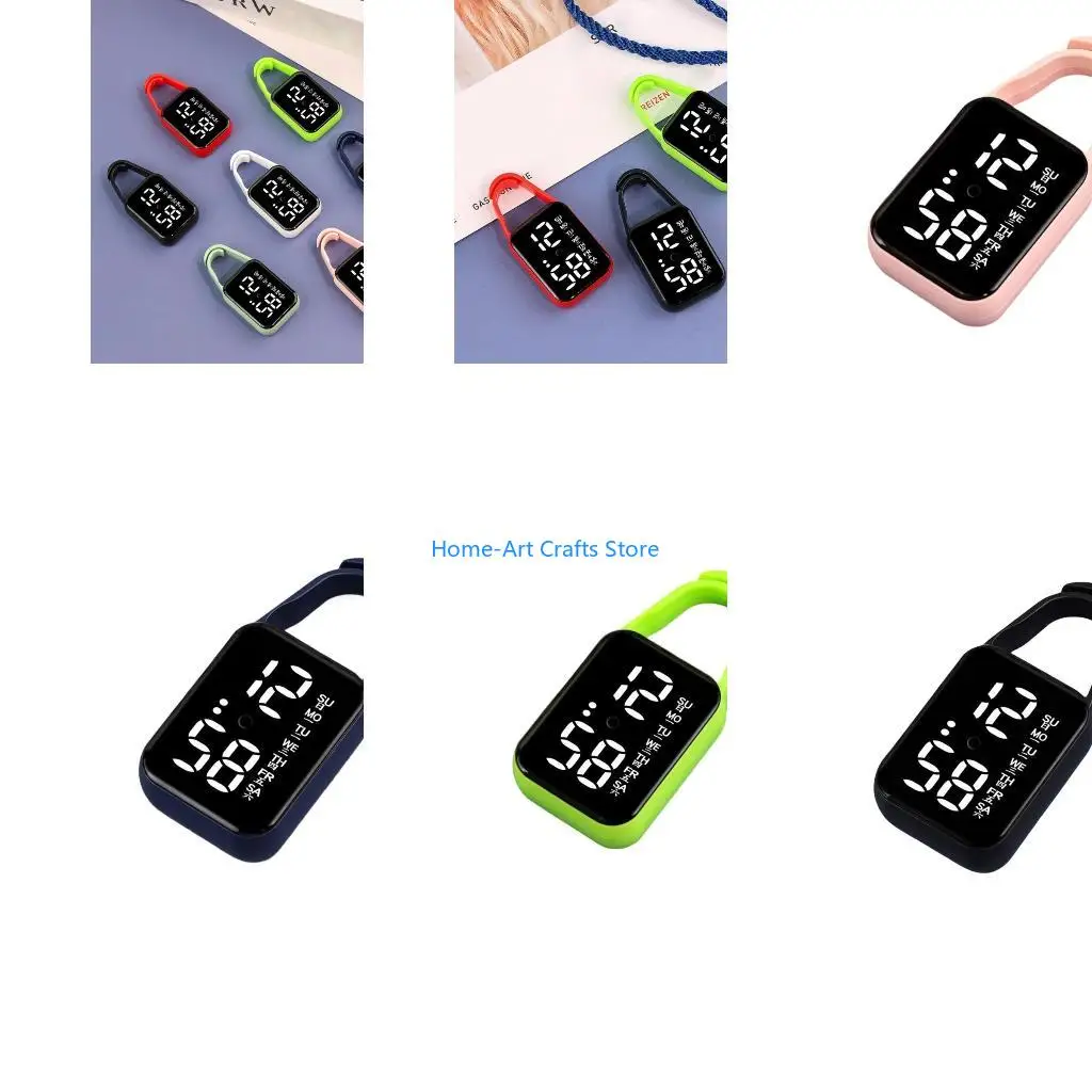 Y3NA Night Light Touch Digital Watch Keyring Hanging Watch Keychain Pocket Watch