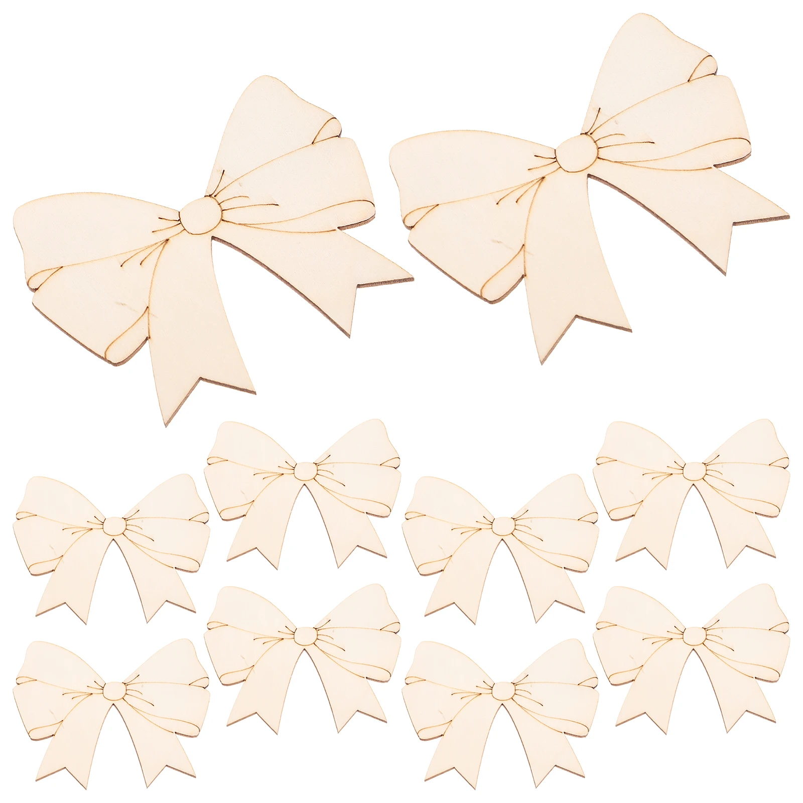 

10pcs Blank Bowknot Slices Natural Solid Wood Boards Diy Craft Supplies Unfinished Wood Cutouts For Custom Painting Wedding