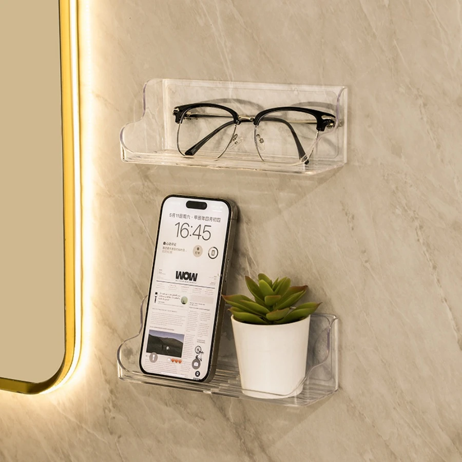 1 Multi-Functional Wall-Mounted Storage Rack, Bathroom No-Drill Drainage Storage Rack for Miscellaneous Items, Eyeglasses, Sunglasses, Frame Bedside