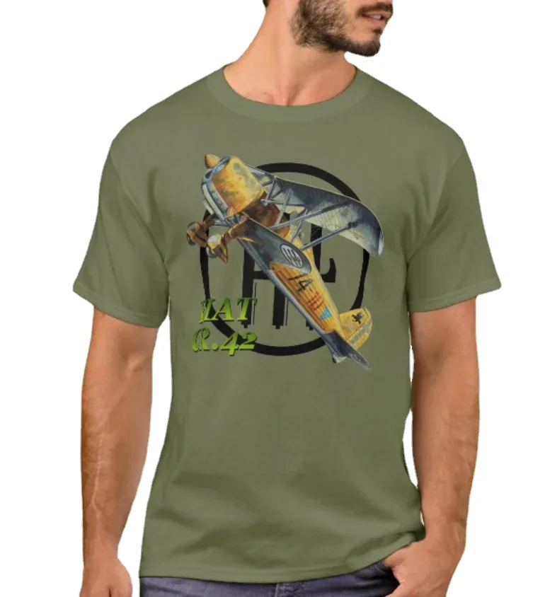 WW II Italian FIAT CR.42 Fighter Airplane T-Shirt. Summer Cotton Short Sleeve O-Neck Mens T Shirt New S-3XL