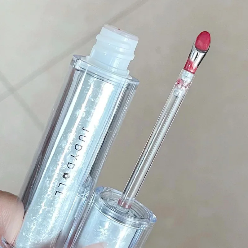 Judydoll batons de ferro gelado, copos antiaderentes, brilho espelhado, loção labial aquosa, cabeça de escova de metal, cosméticos de maquiagem