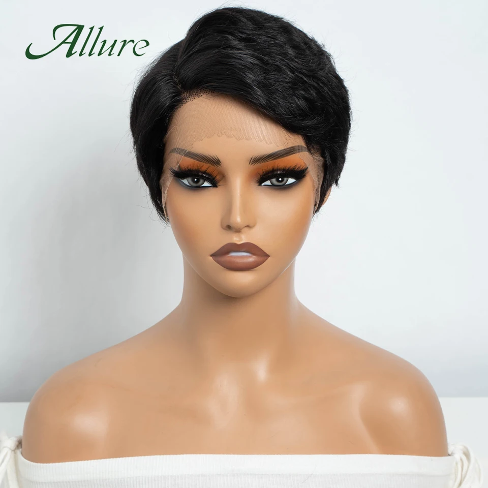Korte Pixie Knippen Menselijk Haar Pruiken Natuurlijk Zwart Gekleurd Haar T Deel Kant Pruik Brazilian Goedkope Blonde 613 Ombre Remy Hair Pruik