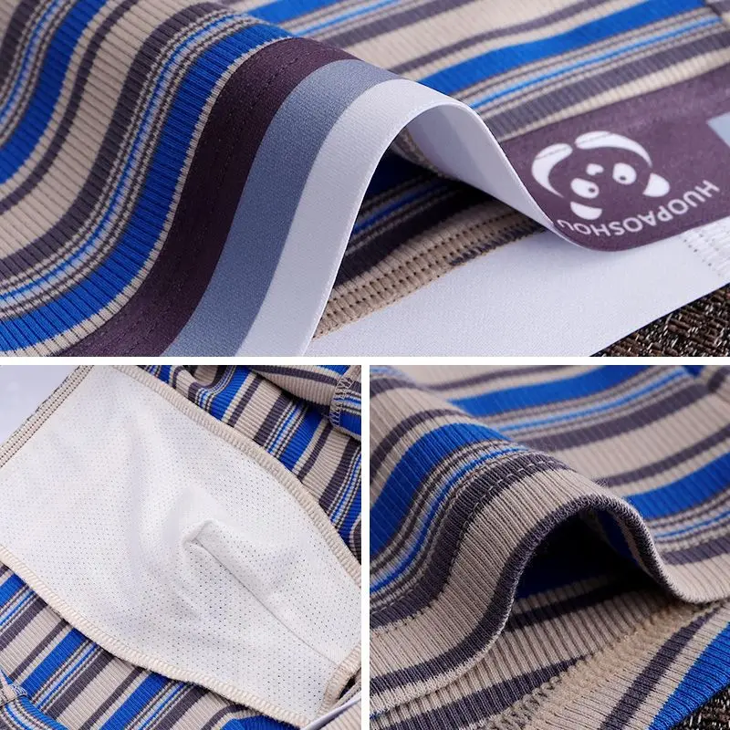 [soft and Comfortable] New Sexy Pure Cotton Pants Trend High-grade Striped Personality Breathable Lovely Men's Underwear  Pants