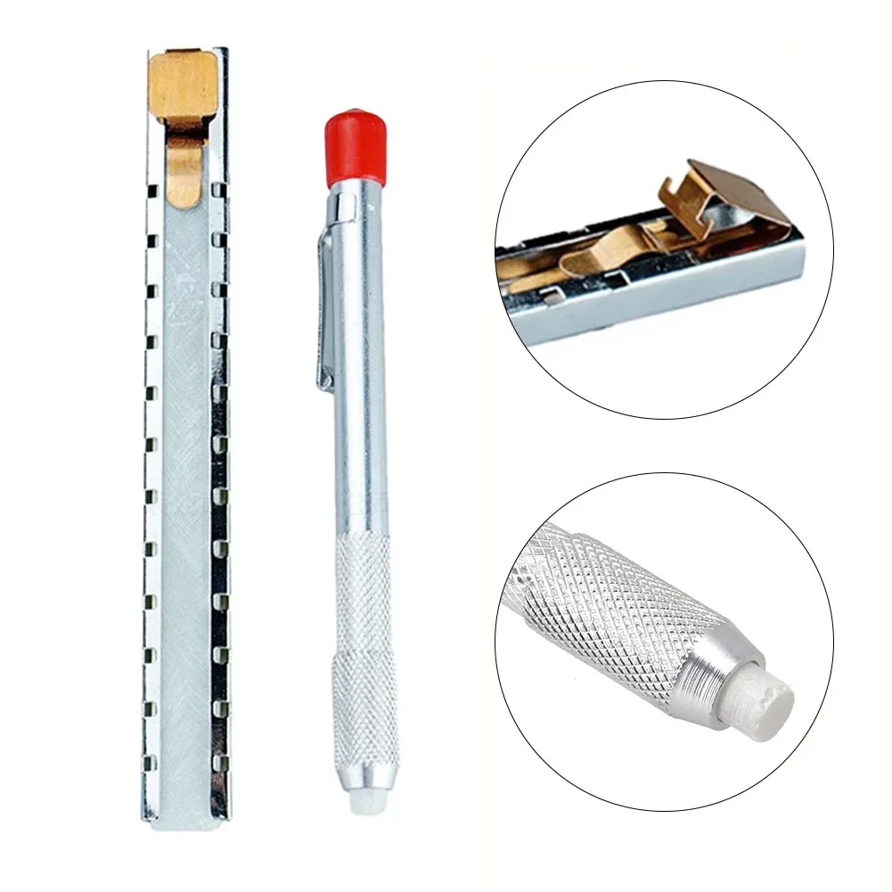 1pc Talc Pen Round/Rectangular Soapstone Marker Holder Marker Stainless Steel Slate Pencil Welding Tool Machinery Manufacturing