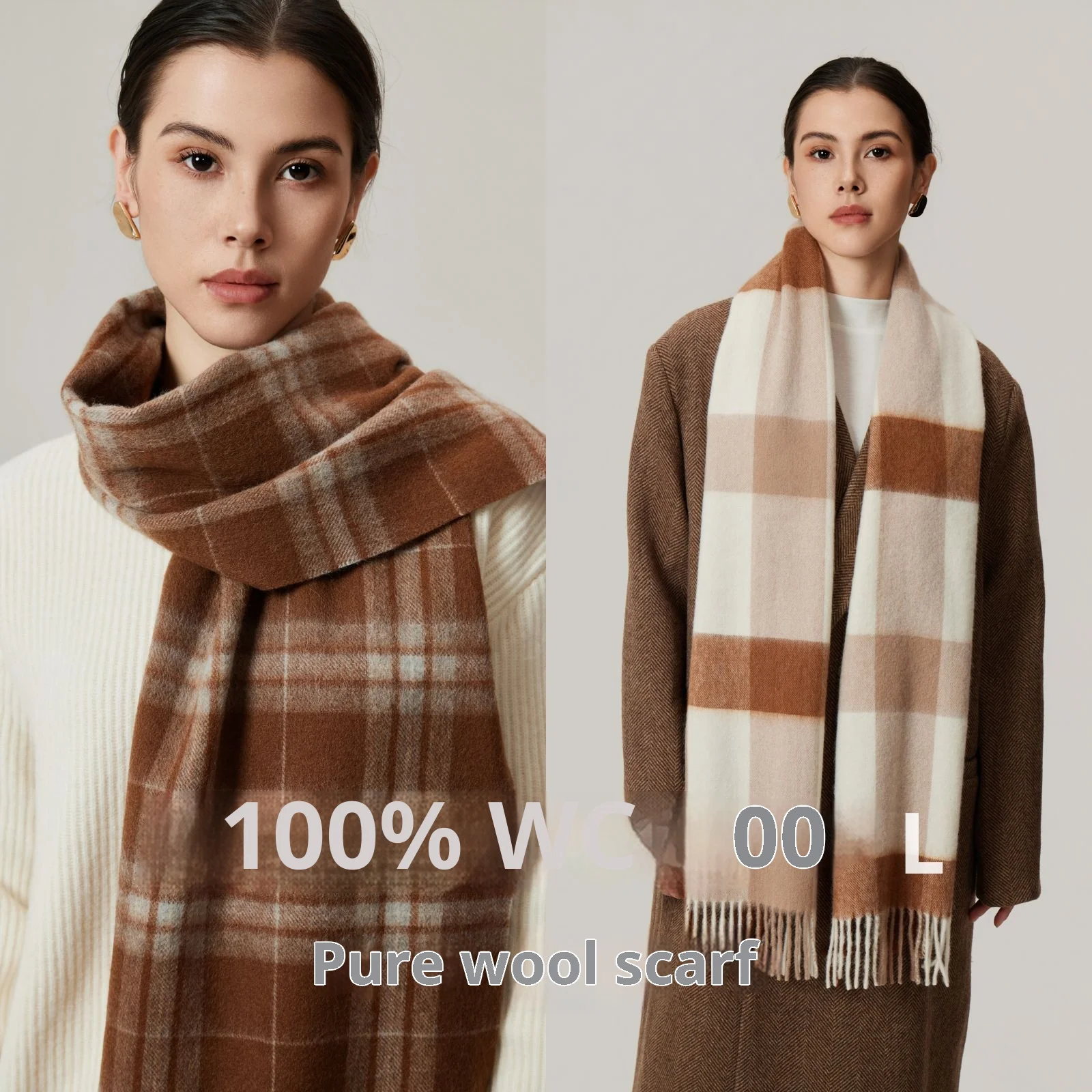 وشاح منقوش من الصوف بنسبة 100% على الطراز الكوري شال شتوي دافئ للجنسين، غلاف مريح للنساء والرجال #5