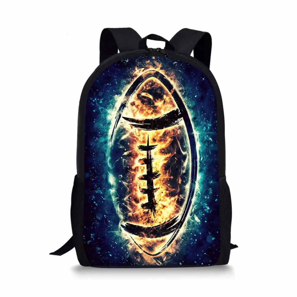 Cute American Football Rugby Print School Bags, crianças Bookbag, Student Book Bag, Schoolbag para meninos e meninas, 16"