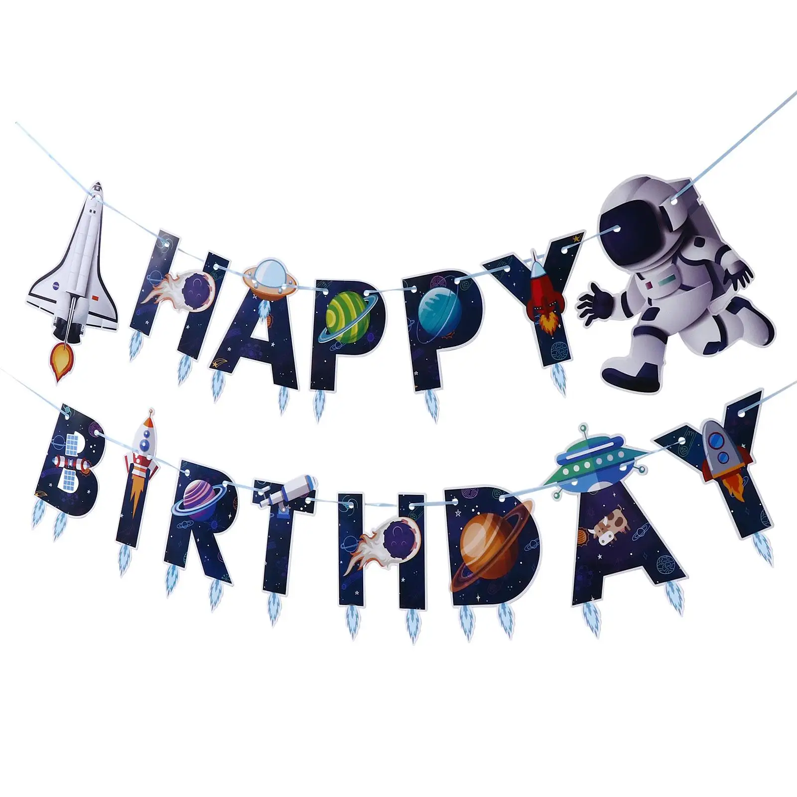

Space Theme Decorative Banner Kids Birthday Party Paper Bunting Astronaut Friendly Safe Creative Photo Prop Stylish