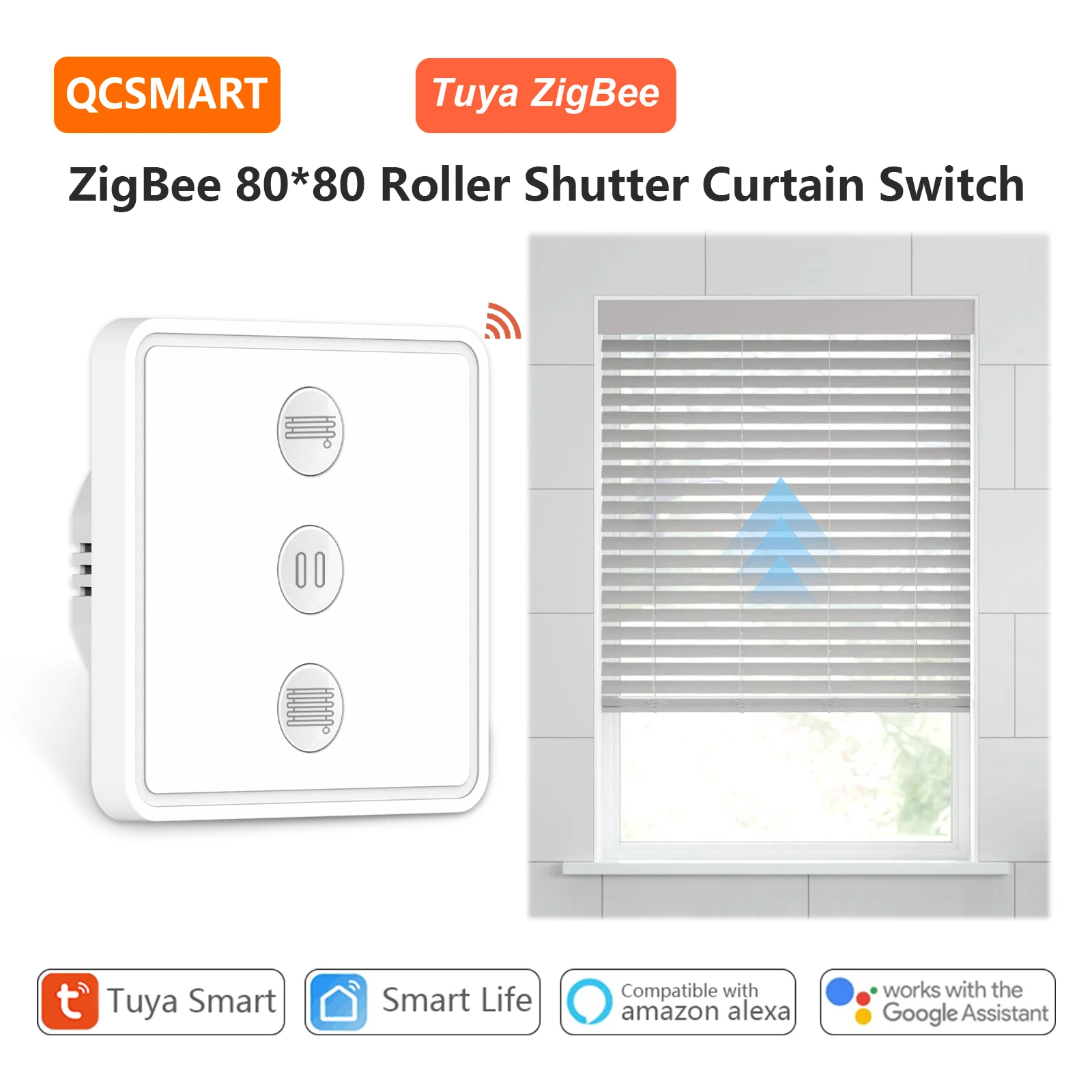 ZigBee Tuya Smart Life Blinds Curtain Switch Remote Control Running Time Setting Work With Google Assistant Alexa