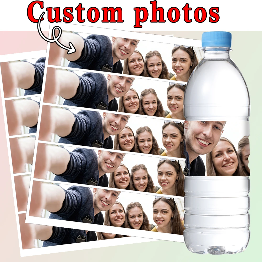 Personalisierte Foto-Wasserflaschenetiketten, Individuelle Wasserfeste Flaschenaufkleber mit Ihrem Bild, Lustige Partydekoration
