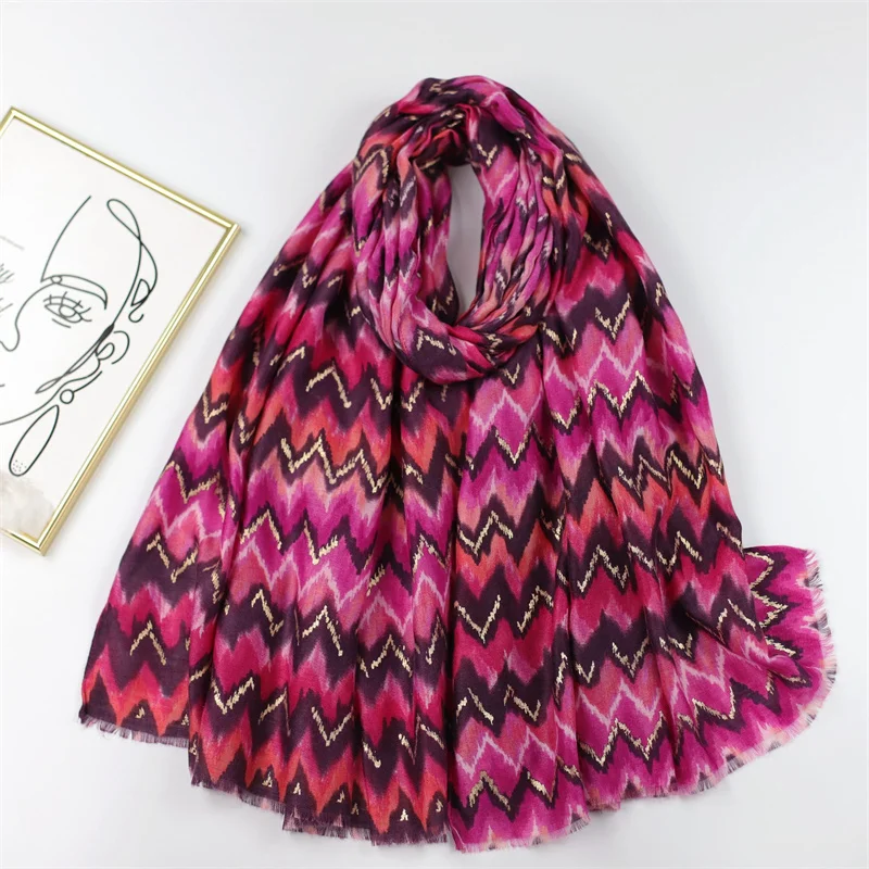 Sciarpe 2023 viscosa donna Retro bohémien Aztec Wave Stripe scialli e impacchi Pashmina stola Bufanda Muslim Sjaal 180*90Cm