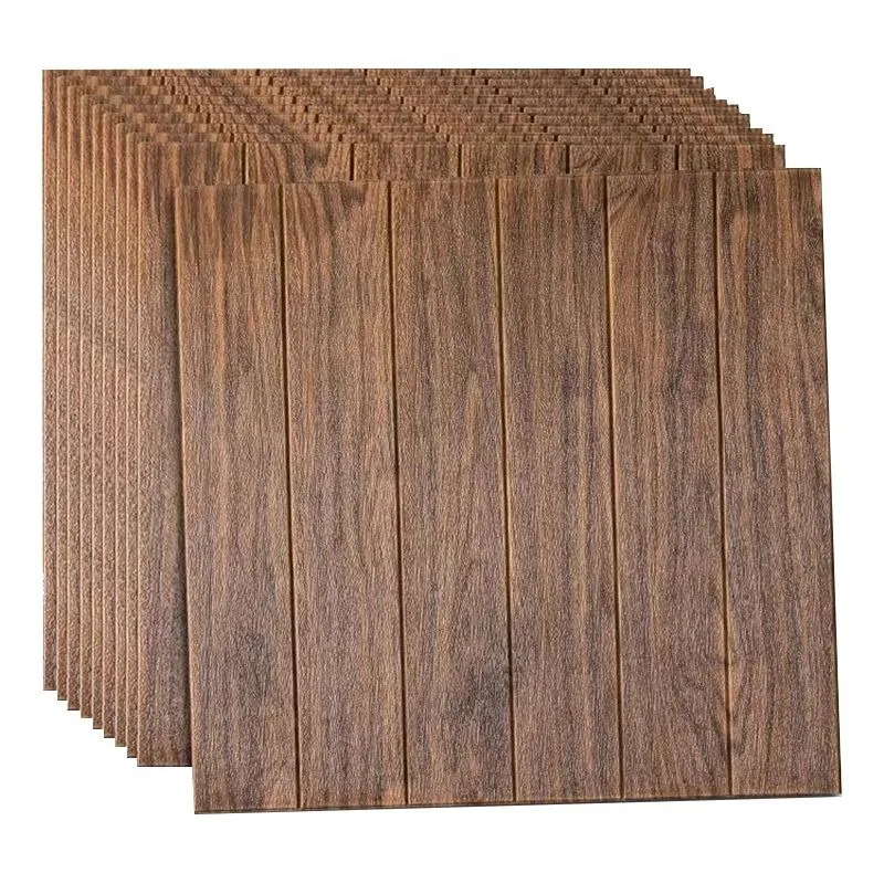 Wood grain wallpaper self-adhesive 3d three-dimensional wall sticker, bedroom warm background wall soft bag wallpaper