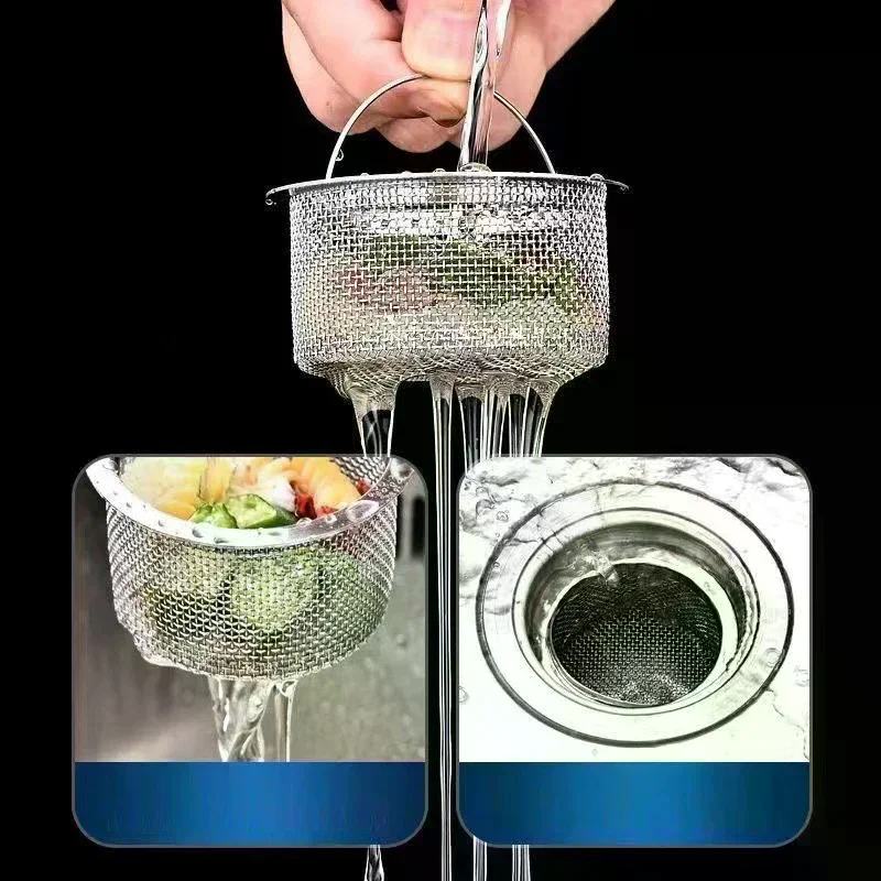 

Сетчатый фильтр для кухонной мойки из нержавеющей стали, утолщенный противозасоряющийся сливной фильтр, универсальная герметичная сетка для корзины для раковины, уловитель мусора