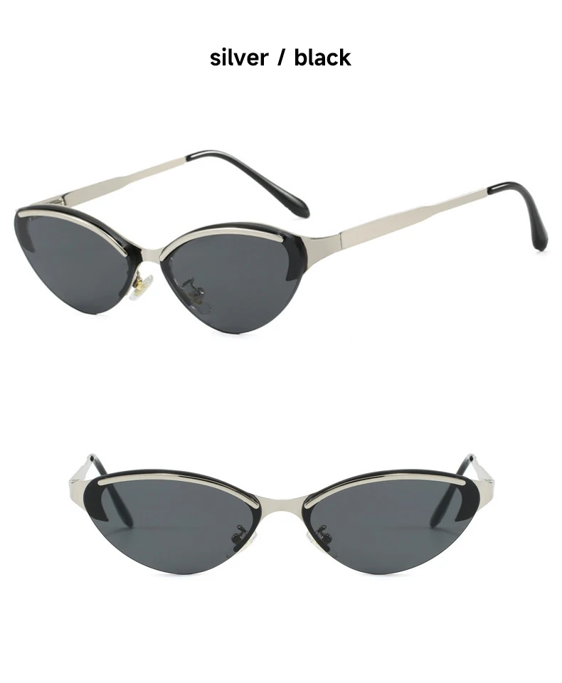Neue Mode Cat Eye Sonnenbrille Frauen UV400 Randlose Shades Marke Designer Sonnenbrille Augenbrauen Elegante Outdoor Brillen – Detail 10