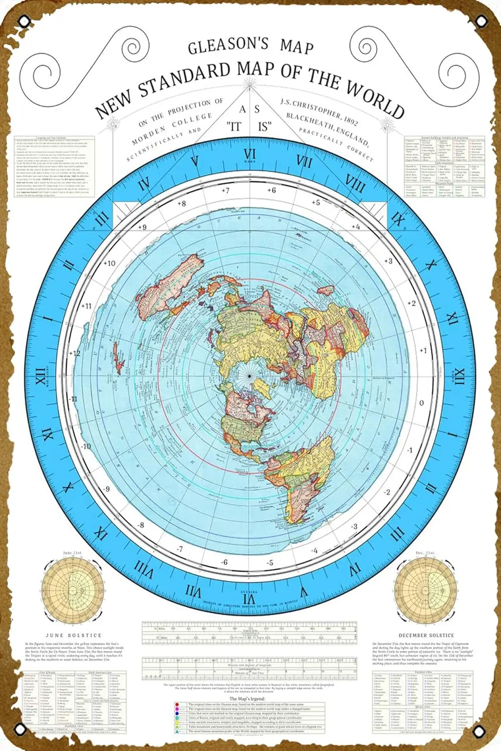 2023 Restored Gleason Map Poster Retro Metal Tin Vintage Sign 12 X 8 Inch Home Bar Man Cave Wall Decor 1pc sign sign