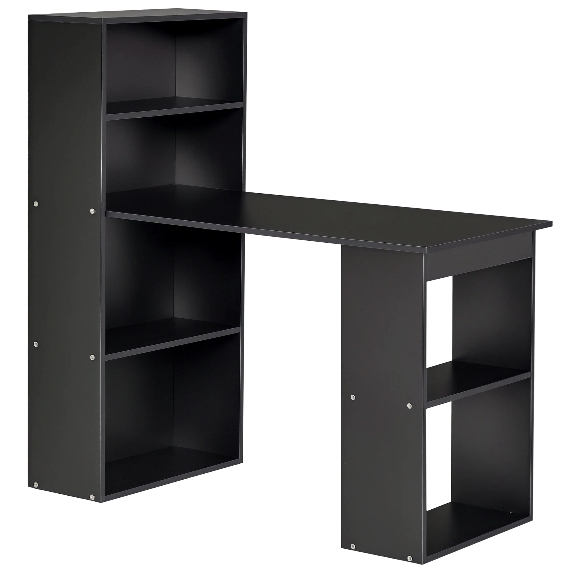HOMCOM HOMCOM Bureau informatique, bureau avec rangement, 6 compartiments ouverts, table d'ordinateur pour chambre, studio