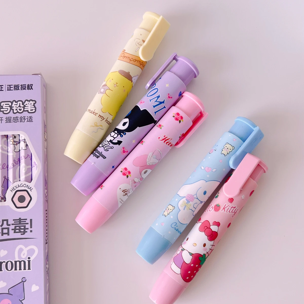 Sanrio Hello Kitty Press Eraser Anime Kuromi Melody Cinnamoroll Cartoon Eraser Kawaii Stationery Gift Office School Supplie