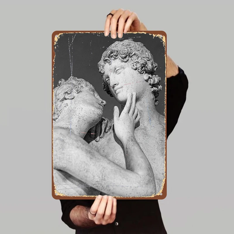 Vintage Greek Mythology Character Sculpture Metal Wall Art Decorative Painting for Living Room Study Room