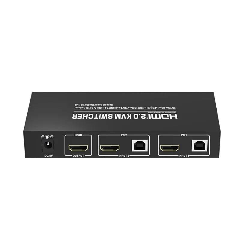 

HDMI-compatible 2.0 USB 2x1 KVM Switcher 4K@60Hz HDR Hotkey Remote Control HDCP2.2 Video Switch Keyboard Mouse Selector for PC