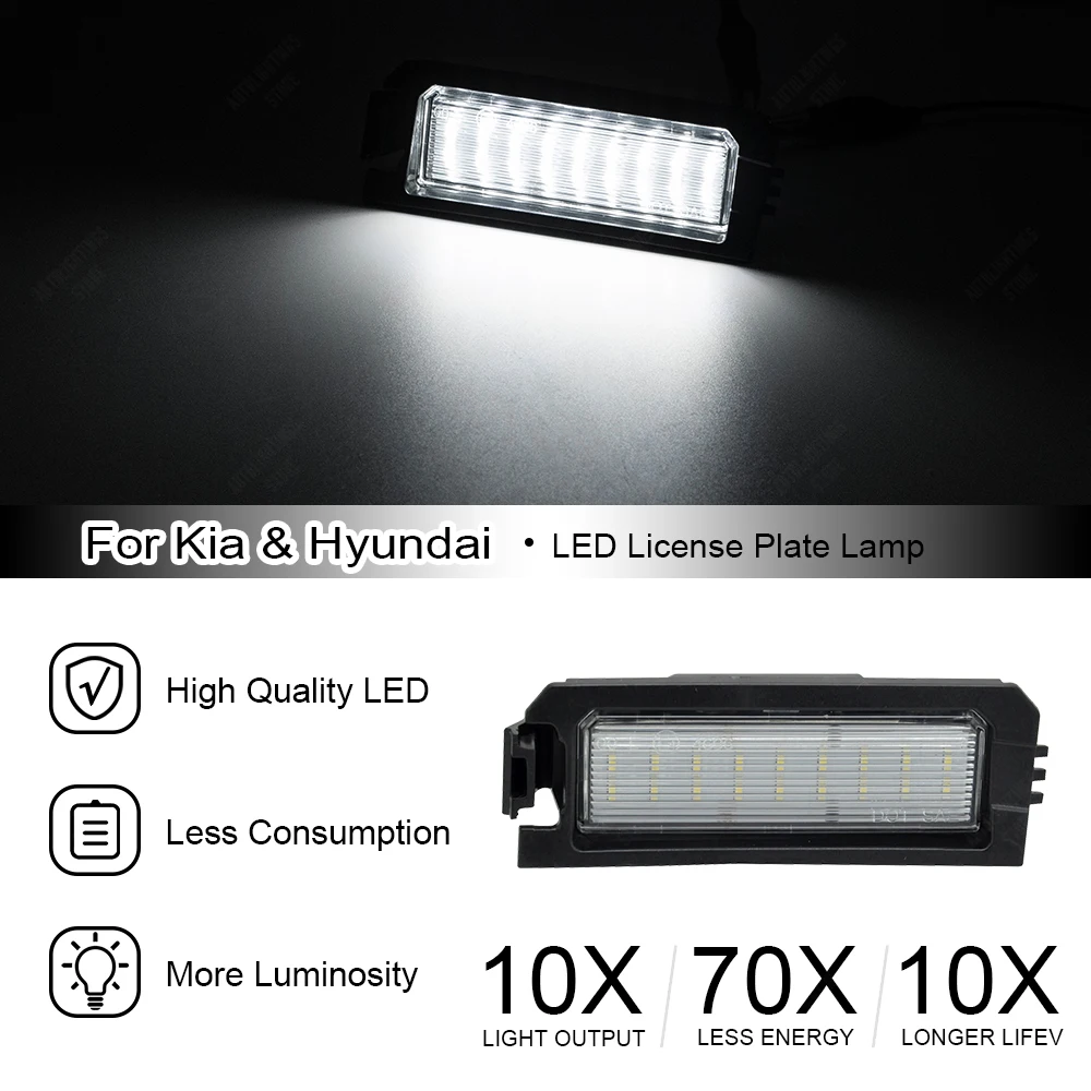 Luzes LED para Kia Rio Niro K5, Lâmpadas de Número Branco, Hyundai I30, Elantra, Sonata, Veloster, 2pcs