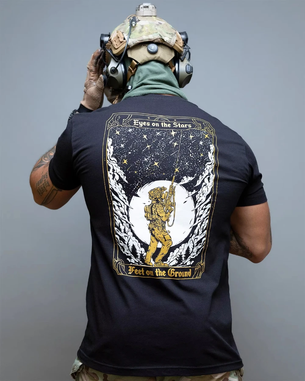 2026 Mens Military Tactical Tee Star Sky Soldier Tarot Art Print Cotton Short Sleeve Outdoor Combat Training T Shirt