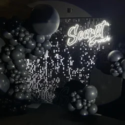 18 Panels Black Shimmer Wall Panels Backdrops Square Sequin Backdrop for Christmas Birthday Graduation Wedding Party Decor Event