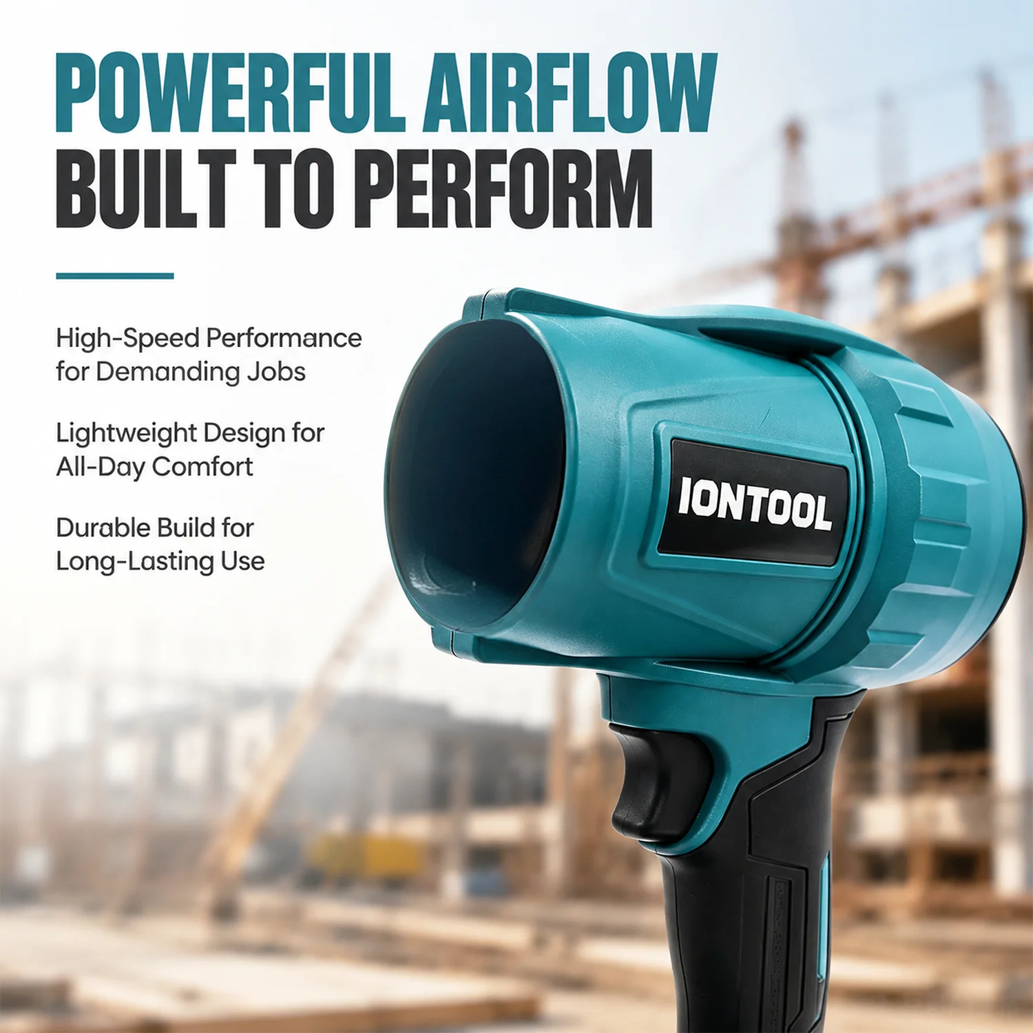IONTOOL 18V Portable Brushless Air Blower 700W Bare Tool for Patio Sweeping Yard Clippings Outdoor Debris Cleaning