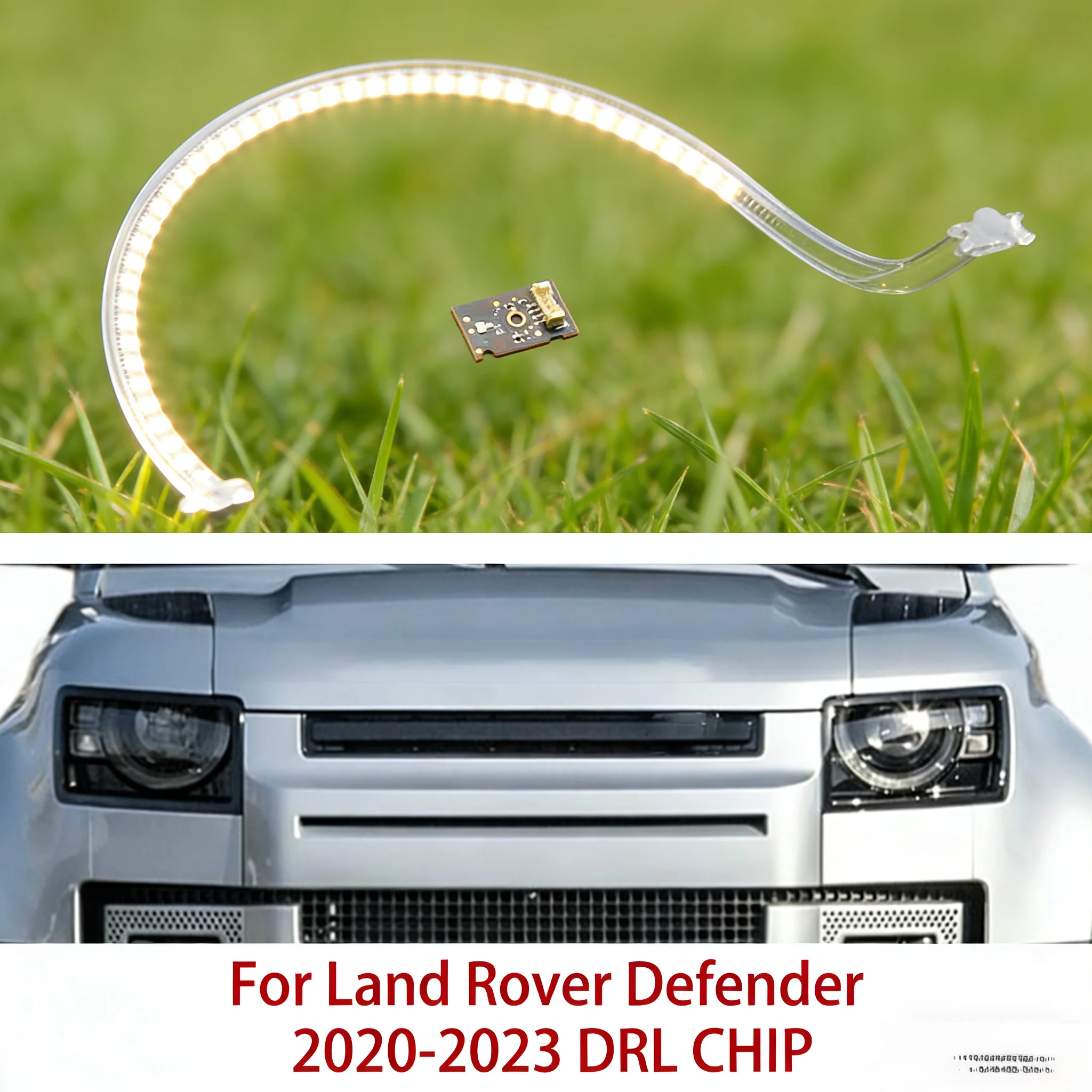 Day Running Headlight Car DRL CHIP Conduit Strip For Land Rover Defender White Light 2020-2023 Ballast Angel Eye Headlight Kit
