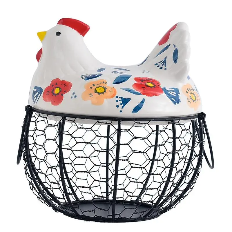 Hen Storage Basket Iron Egg Potato Container Kitchen Decoration Accessories Functional