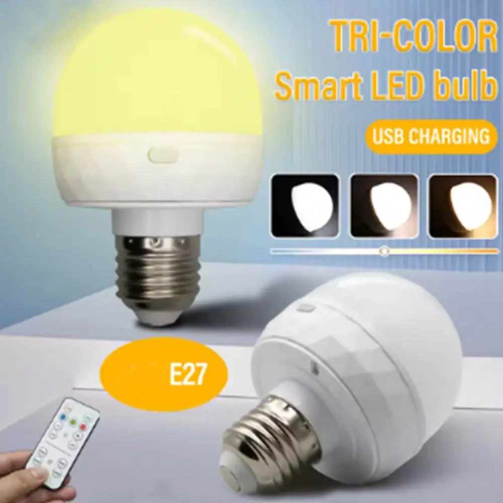 

Rechargeable E27 Rechargeable Light Bulb with Remote Control Removable Base Emergency Bulb 15 Color/Three Color