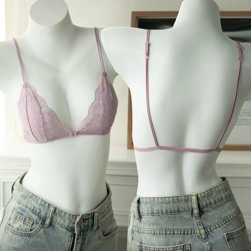 YANFENPRO Sutiã Feminino Triangular Francês Liso Taça Fina Sem Aro Renda Respirável Espalda Bonita Confortável Underwear