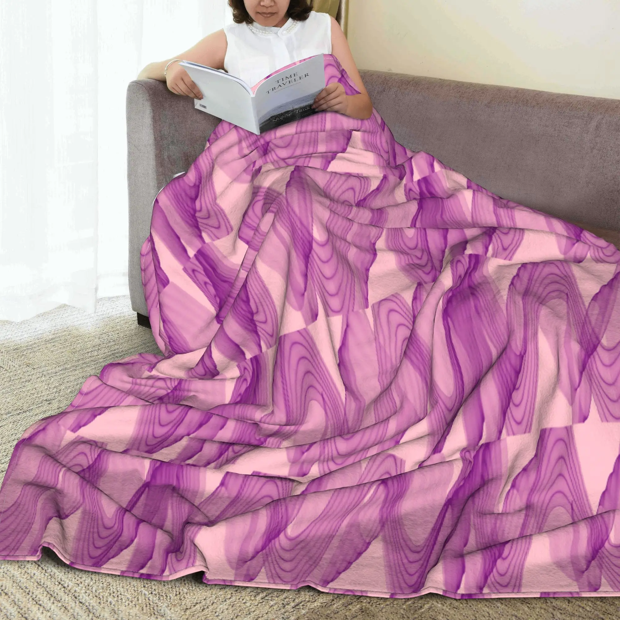 Magenta Abstract Pattern Blankets Multi-function Fleece Sofa Throw Blanket for Couch Bedding Office Throws Bedspread Quilt