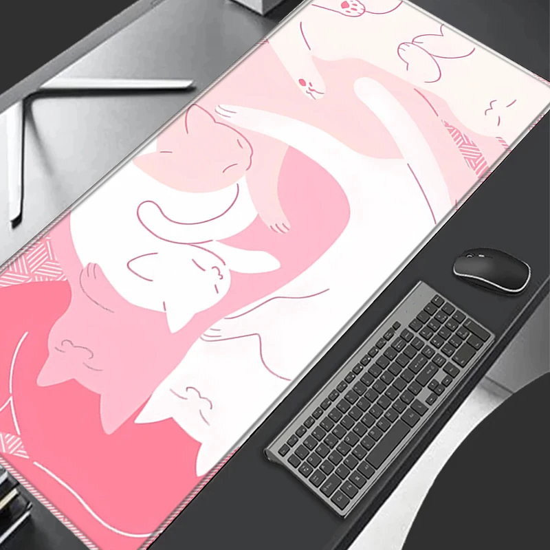 

Large Mouse Pad XXL Cute Blue Cat Desk Mats 900x400 Kawaii Computer Desk Accessories Mouse Mat Big Mousepad Gamer Rubber Pads