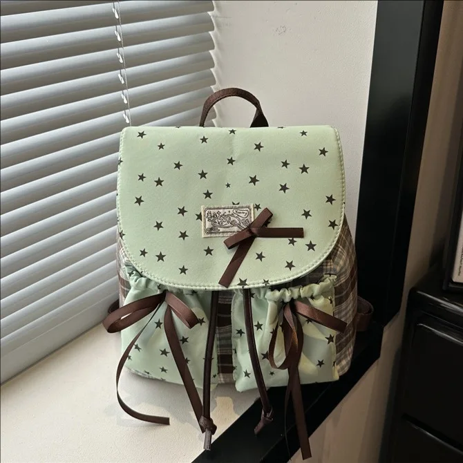 Vintage Canvas Drawstring Backpack for Women Korean Style Casual Lightweight Small Backpack High-End Minimalist Travel Daypack