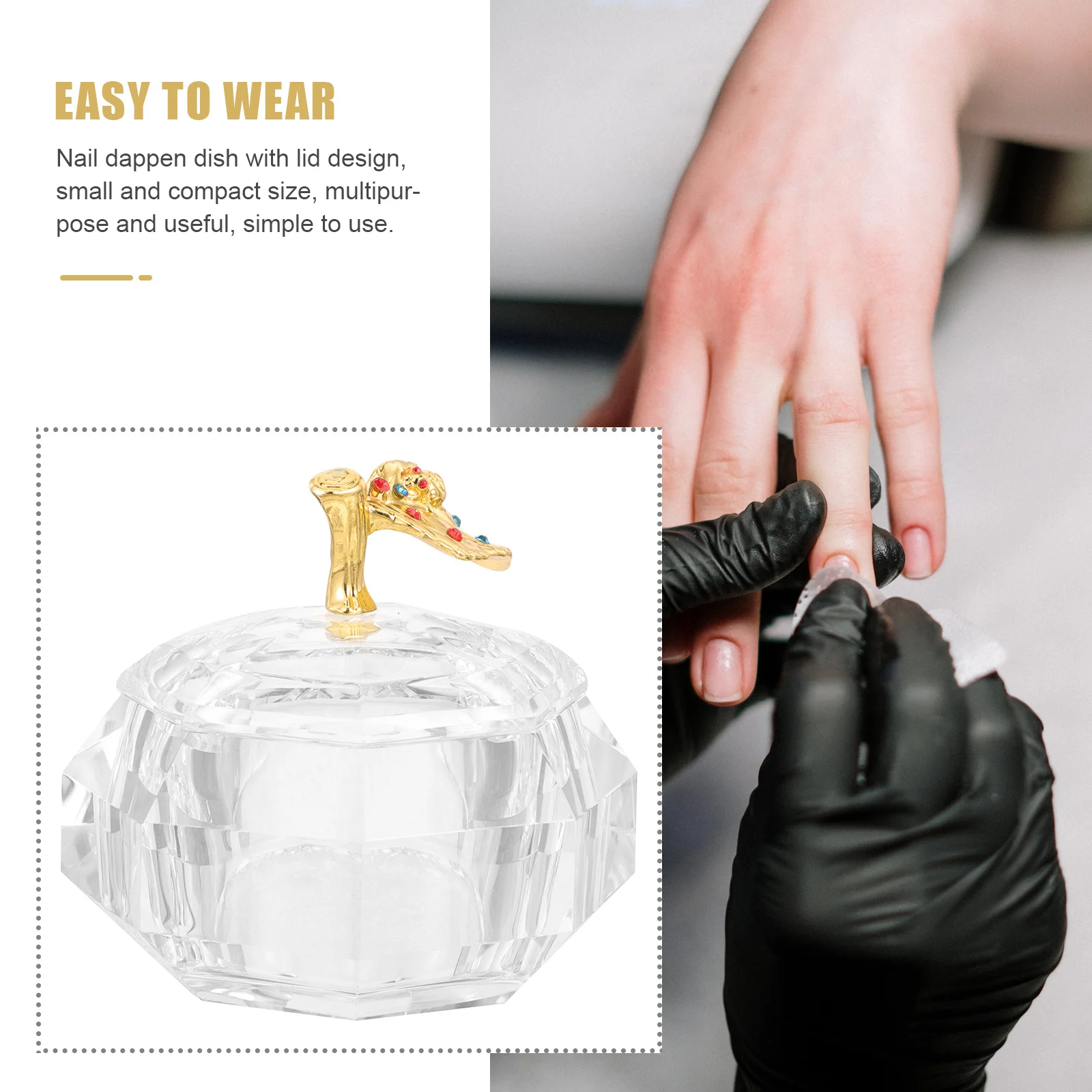 ネイルアート用丸型カップ、アクリルネイル用ダッペンディッシュ、ネイルリキッドホルダー、ネイルパウダーホルダー、アクリルネイル用ガラス皿