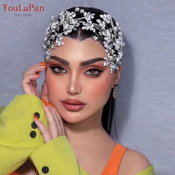 YoulaPan-Rhinestone Flores Headband para Mulheres, Acessórios Do Cabelo Do Casamento, Cristal Headwear, Presentes Da Dama De Noiva, Jóias, HP617
