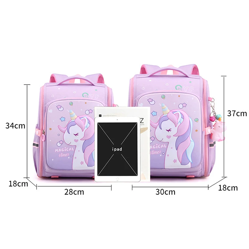 Cô Gái Mới Học Túi Con Hồng Kỳ Lân In Hình Ba Lô Học Sinh Mẫu Nữ Dễ Thương Trẻ Em Schoolbag Chống Nước Kid