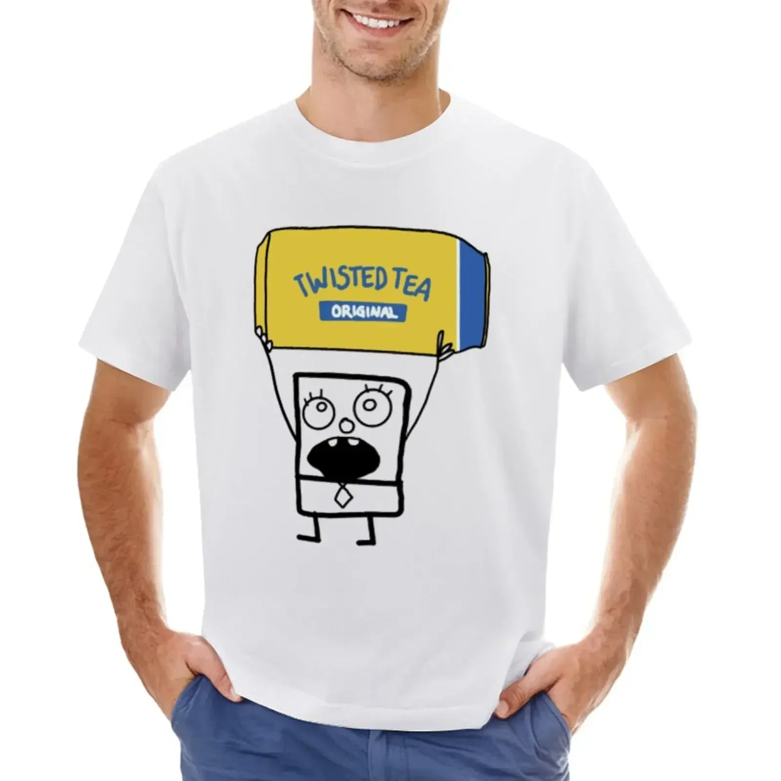 Doodlebob twisted tea T-shirt korean fashion for a boy graphics mens clothing