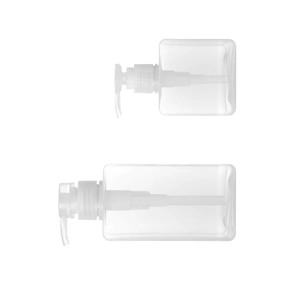Bouteille de voyage Portable en plastique, distributeur à pompe rechargeable pour shampoing, Lotion, crème, lavage du corps, conteneur de produits de toilette, 2 pièces