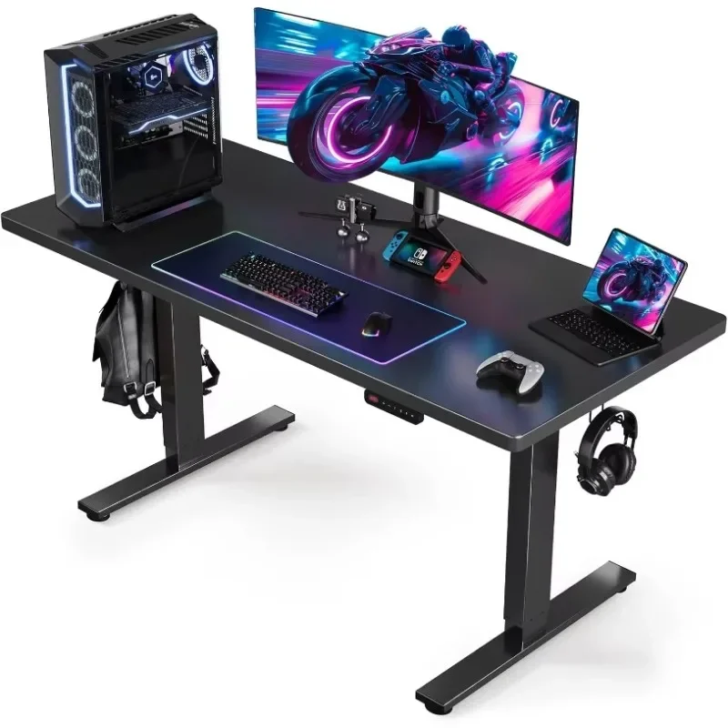 63 x 24 Inch Sit Stand up Desk with Cable Management - 3 Memory Preset Adjustable Height Desk Computer