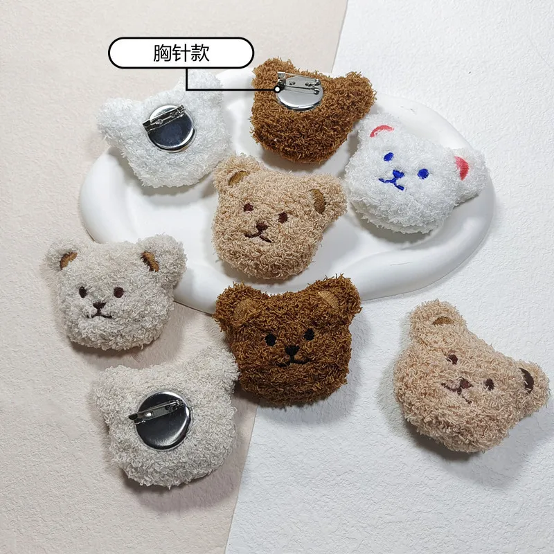 Cute Teddy Bear Brooch Plush Bear Doll Pins For Women Girls Scarf Backpack Water Cup Hanging Accessories