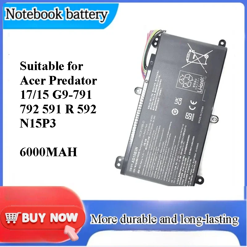 [AS15B3N] for Acer Predator 17 15 G9-791 792 591 R 592 N15P3 Laptop Battery Replacement Battery