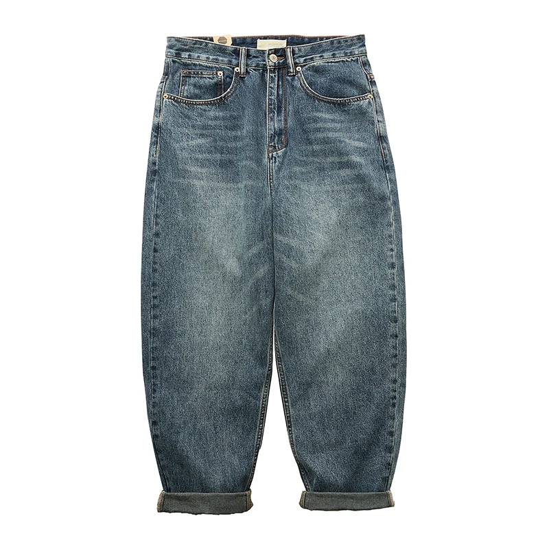 Retro Waed Casual Jeans Loose Straight Leg y Wide Leg Dad Pants Men's Jeans Trendy Youth ular Autumn Long Pants