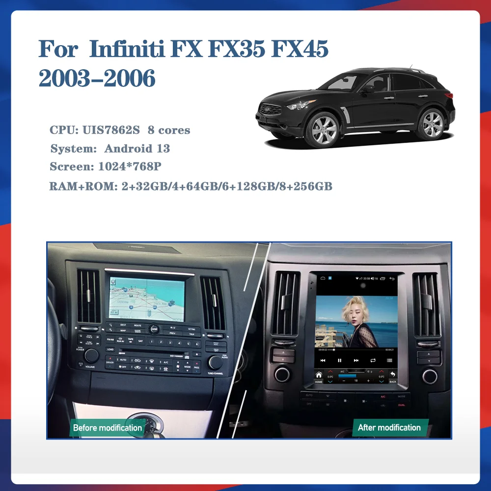 Android 13 for Infiniti FX FX35 FX45 2003-2006 Redio GPS Carplay 5G Navigation HD 360 Multimedia Player