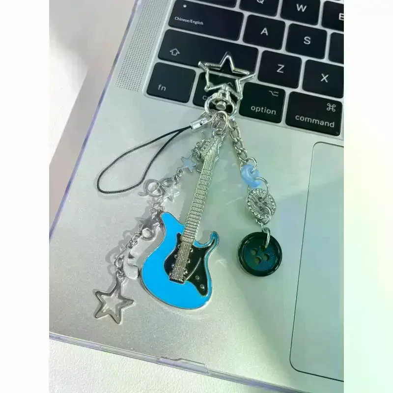 1Pcs Transparent Colorful Rhinestine Star Moon Phone Lanyard Handbag Charms Keychain Glitter Crystal Bead Pendant For Women