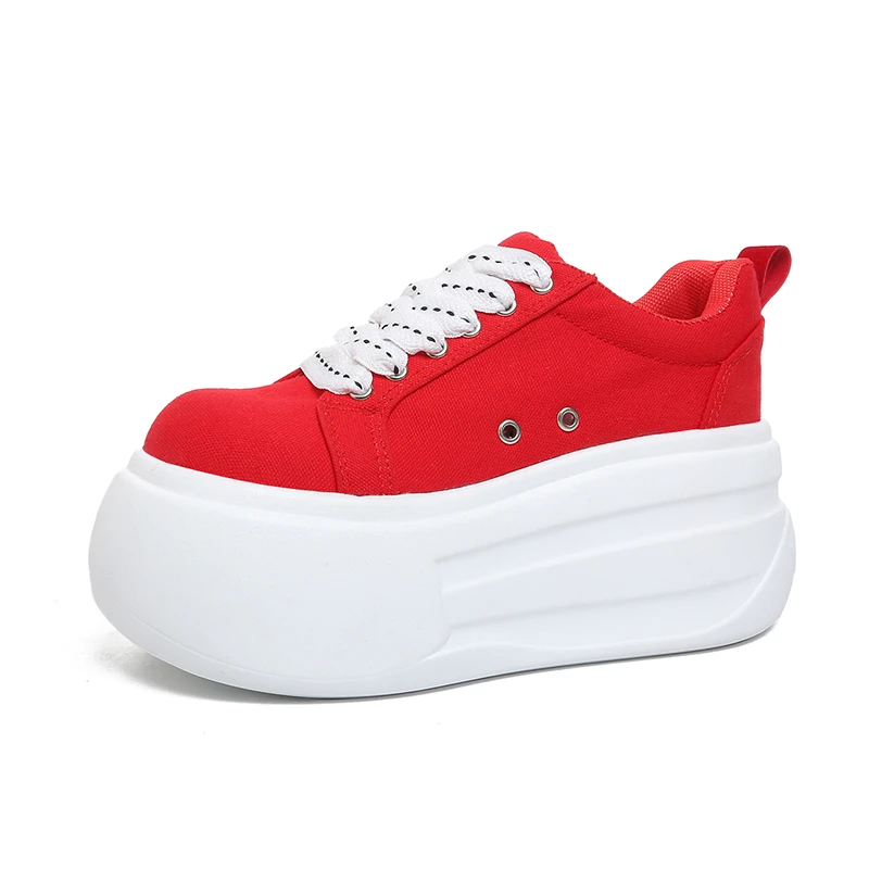 New Fashion Crystal Denim Platform Wedge Casual Spring Summer Autumn Comfy High Brand Chunky Sneakers 9CM Hidden Heels Shoes