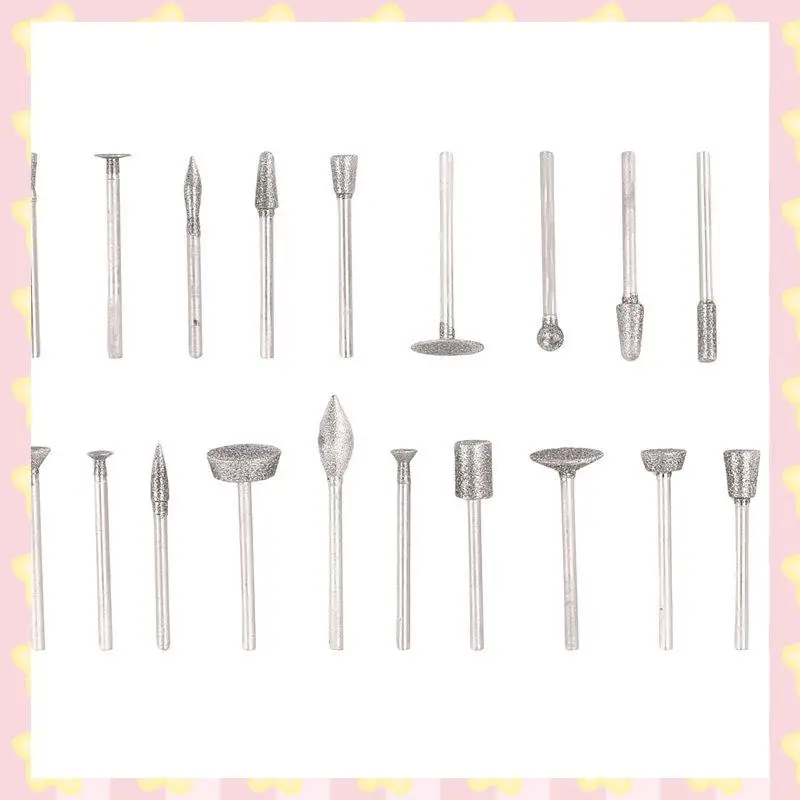

AB51 Stone Carving Set Diamond Burr Bits,20PCS Polishing Kits Rotary Tools Accessories With 1/8 Inch Shank For Carving